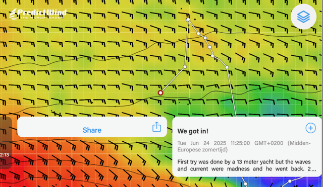 screenshot from Predictwind, showing Ya's trip from Nuku Hiva to Raraoia