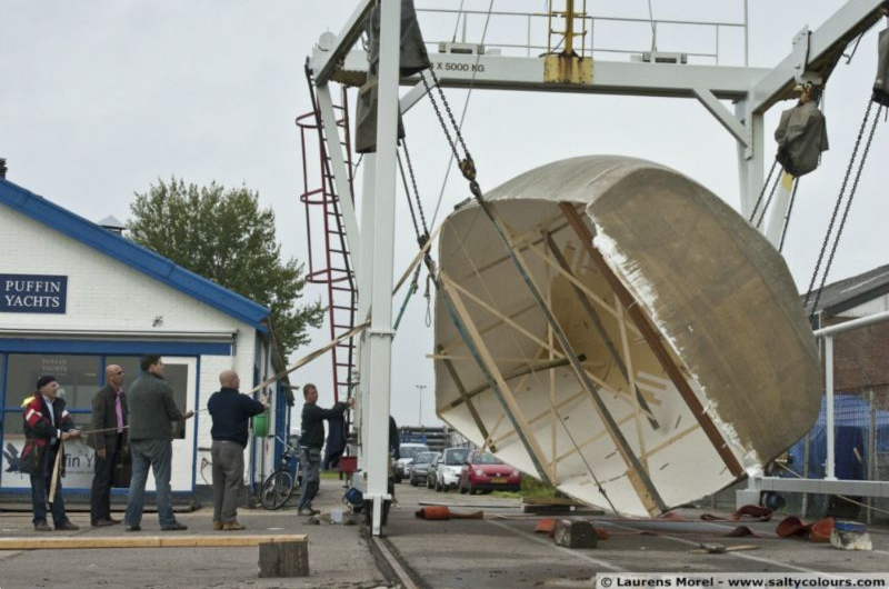 the turning of the hull.