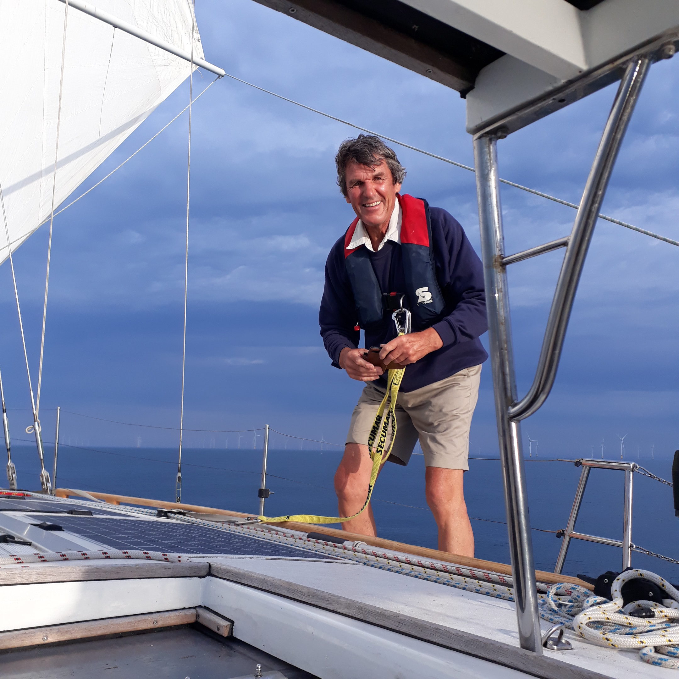 Philip Merricks on his way to take a picuture near the 'Rampion' windmilpark west of Rye